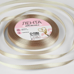 Лента атласная, 6 мм × 23 ± 1 м, цвет светло-бежевый №173