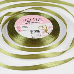 Лента атласная, 6 мм × 23 ± 1 м, цвет фисташковый №65