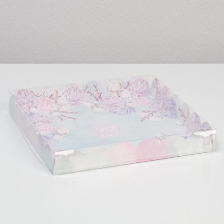Коробка для кондитерских изделий с PVC-крышкой «Мечтай!», 21 × 21 × 3 см