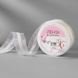 Лента декоративная, 25 мм, 9 ± 0,5 м, цвет белый №001