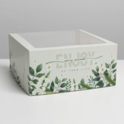 Коробка для торта с окном «Mint» 23 х 23 х 11 см