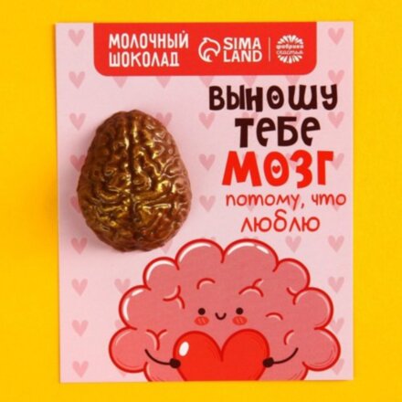Формовой молочный шоколад «Выношу тебе мозг» открытка, 12 г.