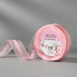 Лента декоративная, 25 мм, 9 ± 0,5 м, цвет розовый №041
