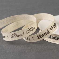 Лента хлопковая hand made 15мм*25±1ярд бежевый/чёрный