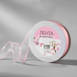 Лента декоративная, капрон/атлас, 18 мм, 18 ± 1 м, цвет розовый
