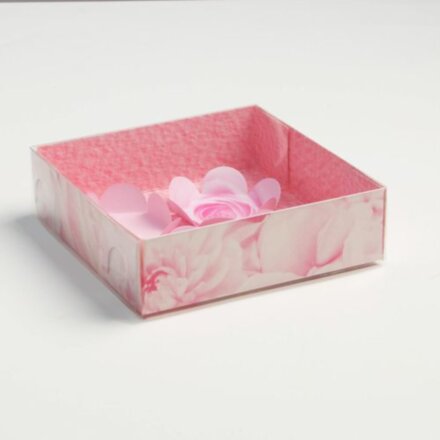 Коробка для кондитерских изделий с PVC-крышкой «Счастье есть», 12 × 12 × 3,5 см