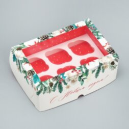 Коробка для капкейков складная с двусторонним нанесением «С Новым годом», 25 х 17 х 10 см