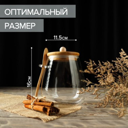 Банка для сыпучих продуктов «Эко», 1 л, 11,5×11×16 см, с ложкой